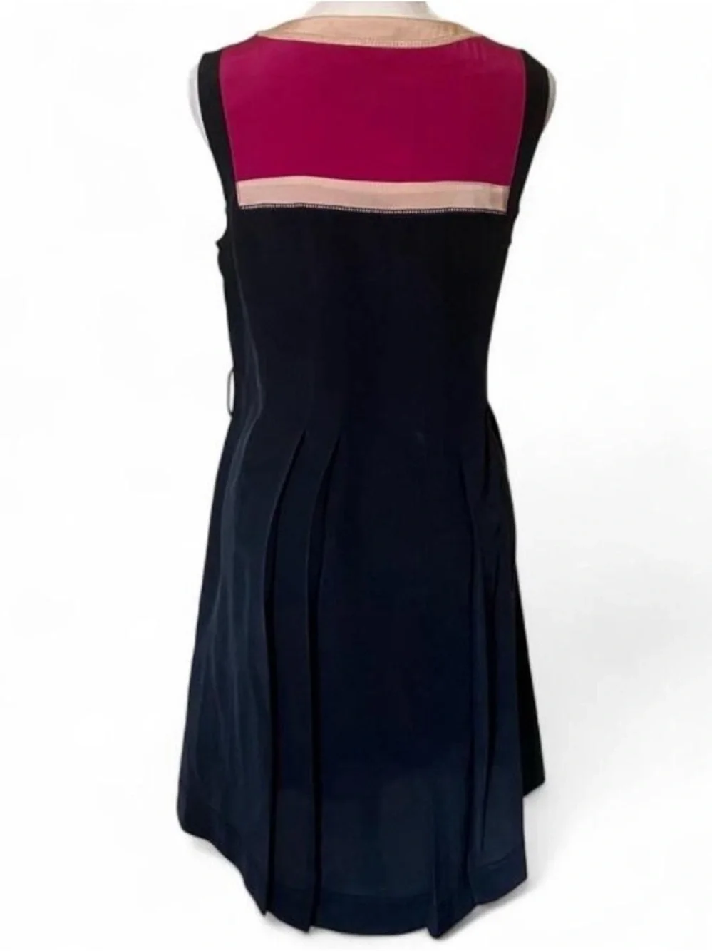 Tory Burch Blue & Pink Angie Colorblock Knee Length Silk Dress size 0